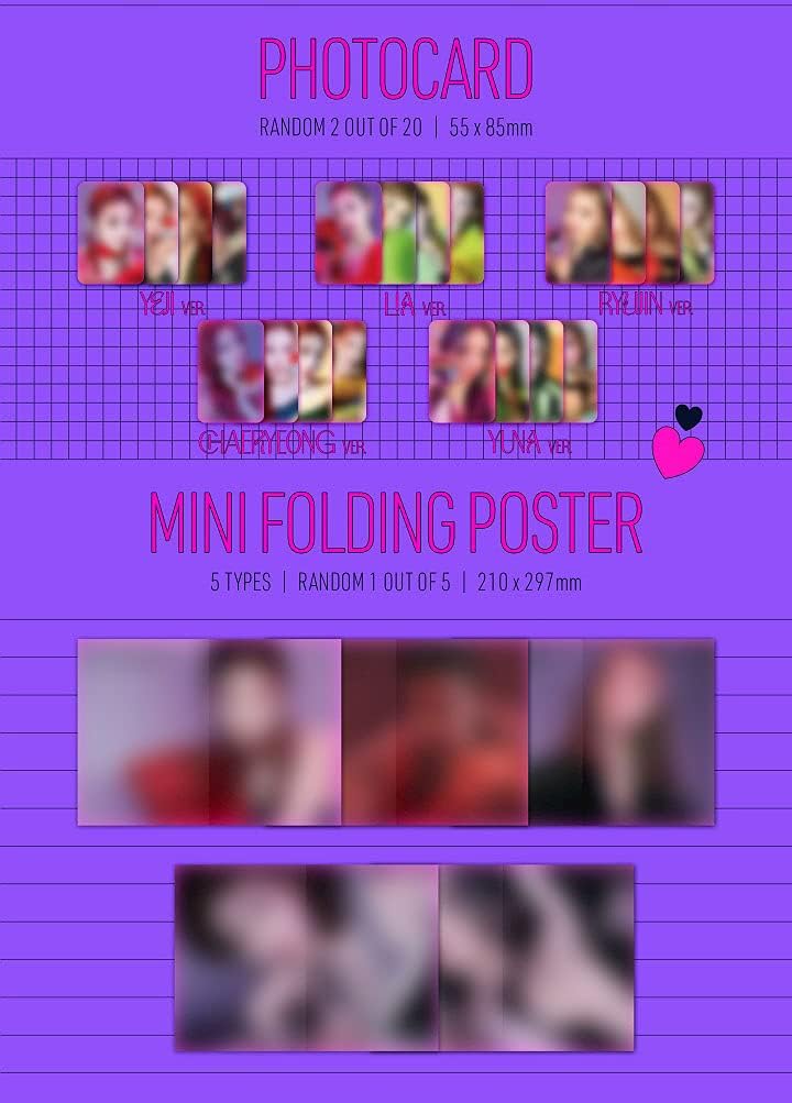 ITZY - GUESS WHO Album+Pre-Order Benefit+Folded Poster+Extra Photocards Set (NIGHT ver.), Night Ver.
