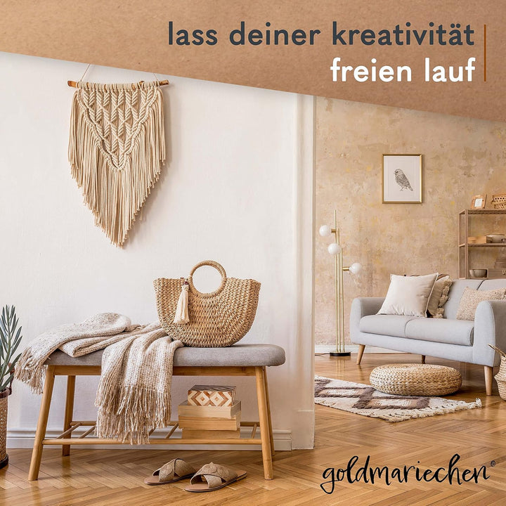 goldmariechen Premium Makramee Garn 3er Set (Naturell) 600 Meter | 3mm | 100% Baumwolle | plastikfre