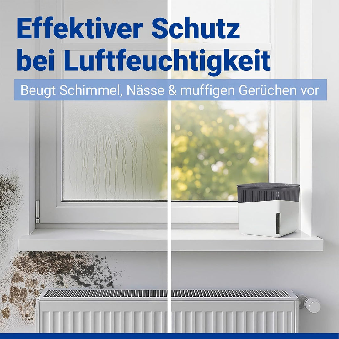 WENKO Raumentfeuchter Cube 500 g weiss, 2er Feuchtigkeitskiller Feuchtigkeits-Stopper reduziert Schi