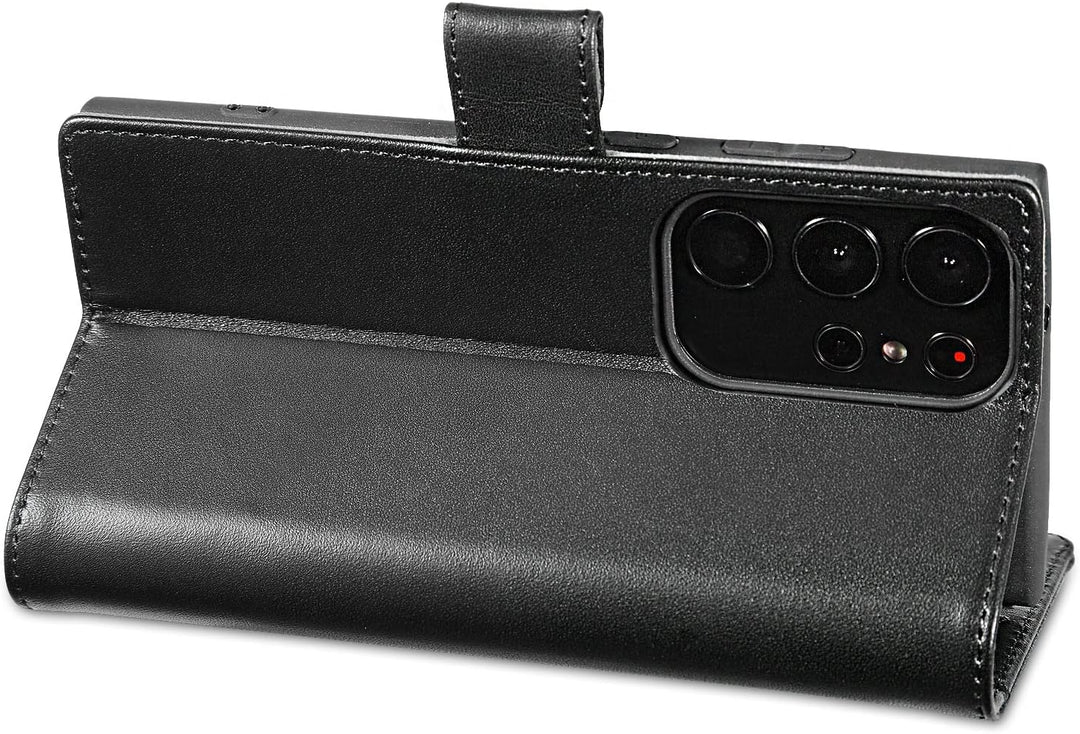 LENSUN Echtleder Hülle für Samsung Galaxy S23 Ultra, Handyhülle [Echtes Leder] [Kartenfach] [RFID Sc