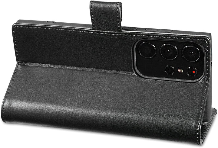 LENSUN Echtleder Hülle für Samsung Galaxy S23 Ultra, Handyhülle [Echtes Leder] [Kartenfach] [RFID Sc