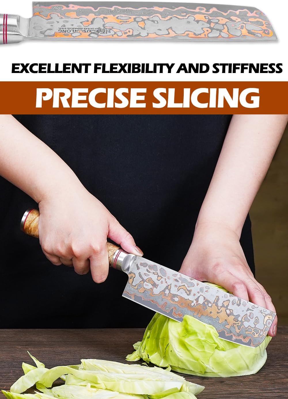 YOUSUNLONG Nakiri Messer asiatische Gemüsemesser 175mm - Ultra Sharp -japanische handgefertigte Kupf