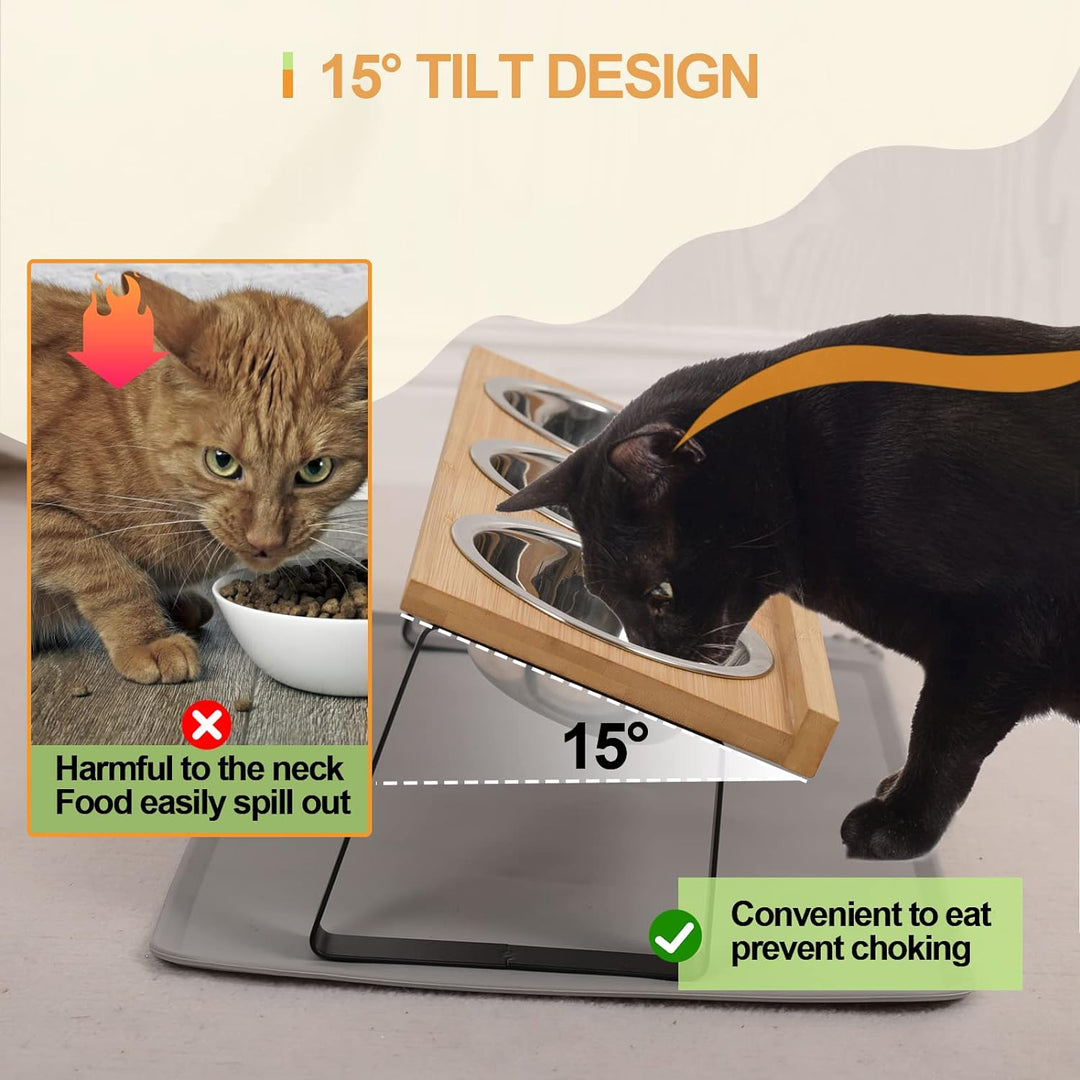 Cinnani Hundenapf oder Katzennapf 10 cm hoch,350ml pro Futternapf,Trocken-und Nasstrennung,Regal aus