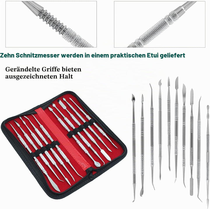 10 Stück Doppelendiges Wachs Ton Skulptur Schnitz,Edelstahl Ton Wachs Schnitzwerkzeug,Wachsschnitzer