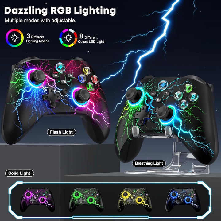Controller PC, 2.4GHz Wireless PC Controller mit Hall Trigger/Cooles RGB Licht/1000mAh, Gaming Contr