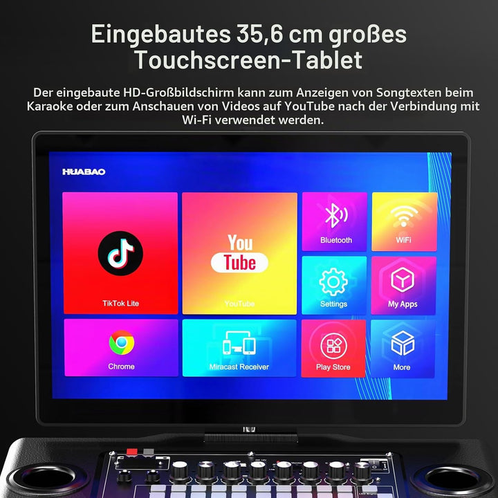 Smart Karaoke-Maschine mit 14-Zoll-Tablet, Bildschirm und Liedtextanzeige, professionellem Karaoke-L