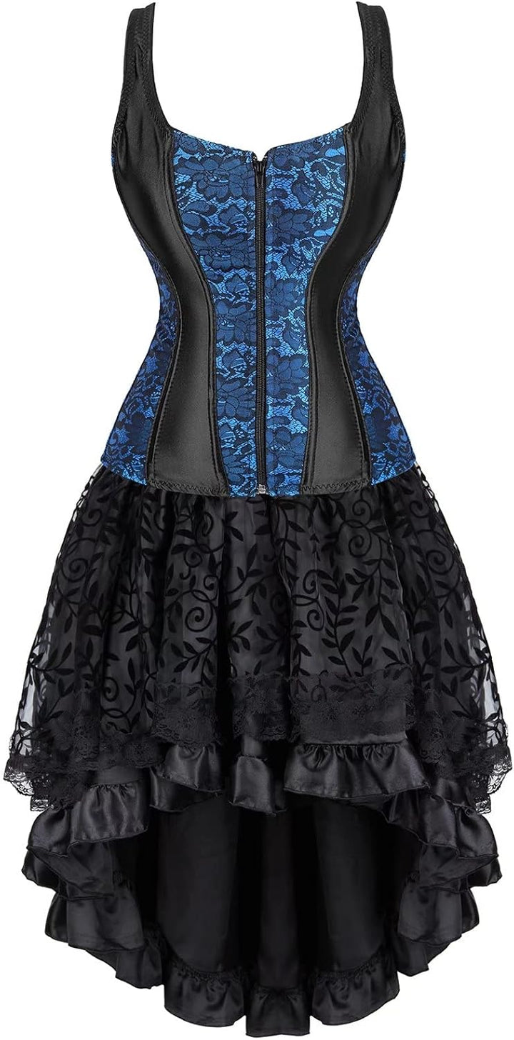Jutrisujo korsett Corsagenkleid bustier vollbrust corsage kleid strapse viktorianisch Halloween XXS