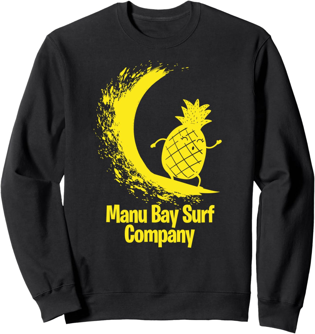 Manu Bay Surf Company New Zealand Gold Surfing Pineapple Sweatshirt
