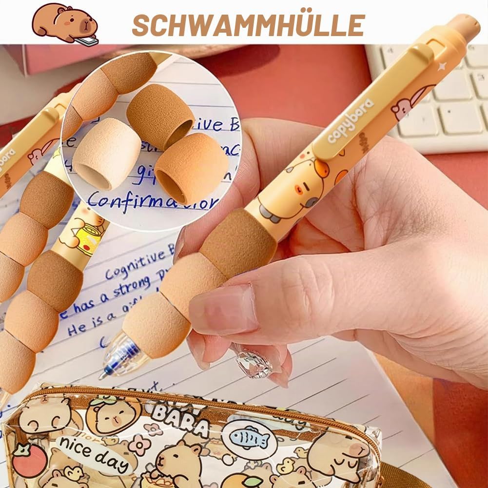 Capybara Rucksack Set, Schulrucksack Grosse Kapazität mit Capybara Federmäppchen, Stiften & Schlüsse