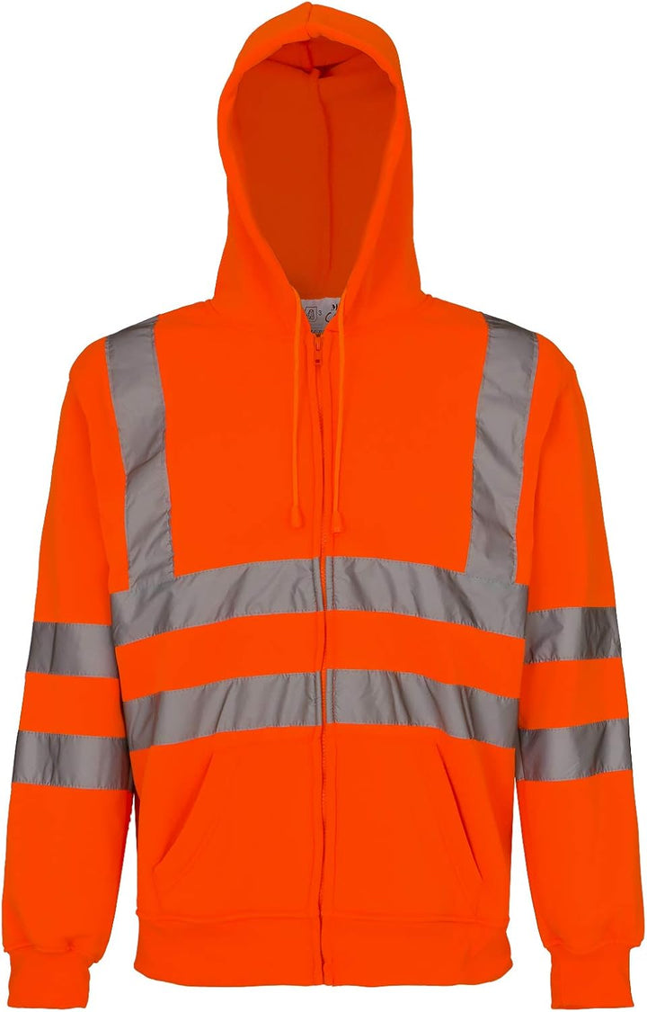 URG Pullover Warnschutzpullover Pulli Warnschutz Sweatshirt Orange Kaputze (Merk-P) L Orange, L Oran