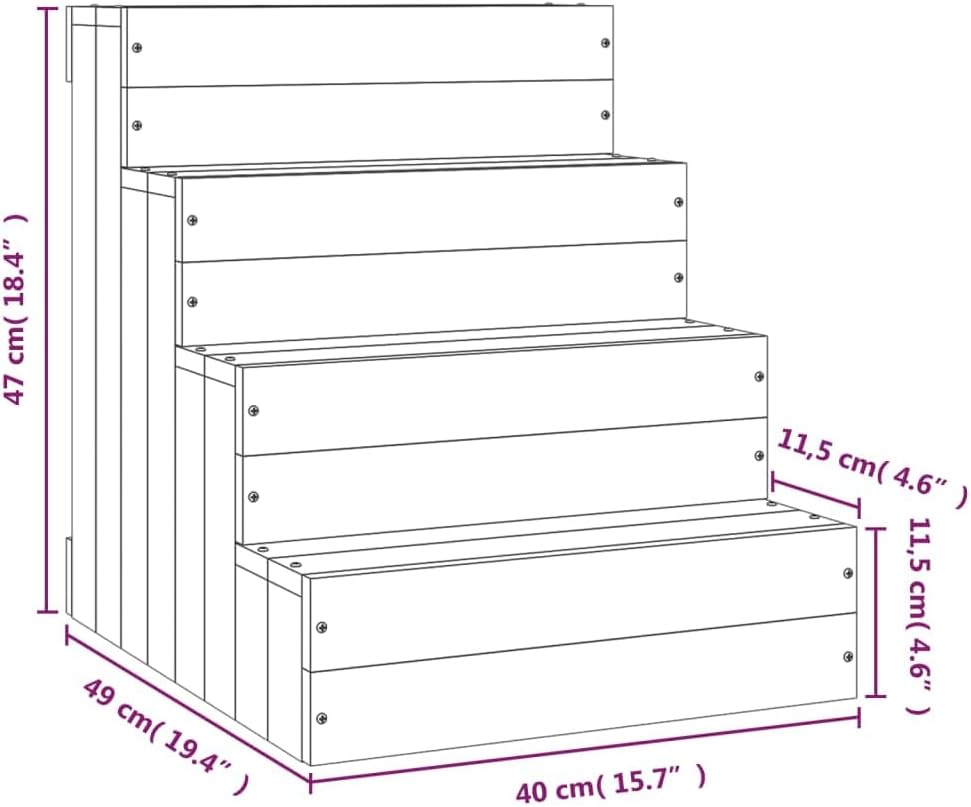 vidaXL Haustiertreppe, Hundetreppe mit Holzrahmen, Katzentreppe mit 3 Stufen, Aufstiegshilfe Treppe