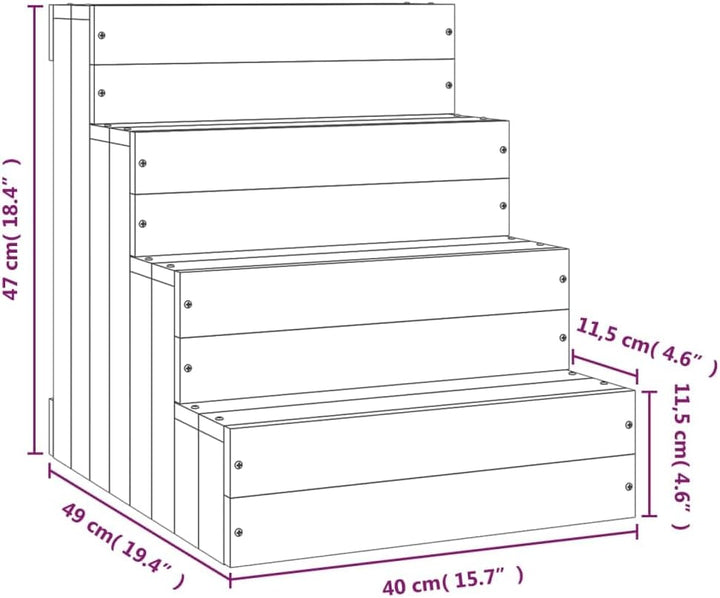vidaXL Haustiertreppe, Hundetreppe mit Holzrahmen, Katzentreppe mit 3 Stufen, Aufstiegshilfe Treppe