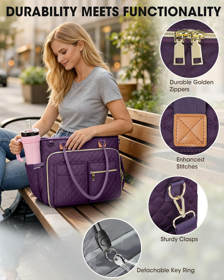 RAINSMORE Lehrertasche 15.6 Zoll Laptoptasche Damen Aktentasche mit Isolierter Tasche Arbeitstasche