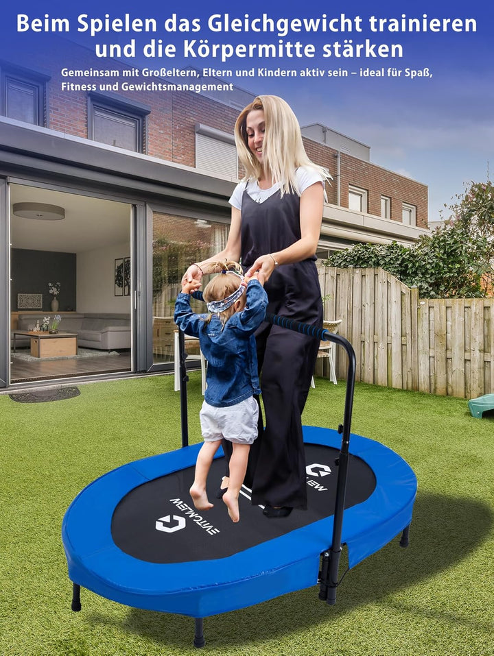 Ovales Indoor Trampolin für 2 Personen geräuscharm belastbar bis 150kg Ideal für Kinder &amp; Erwachsene
