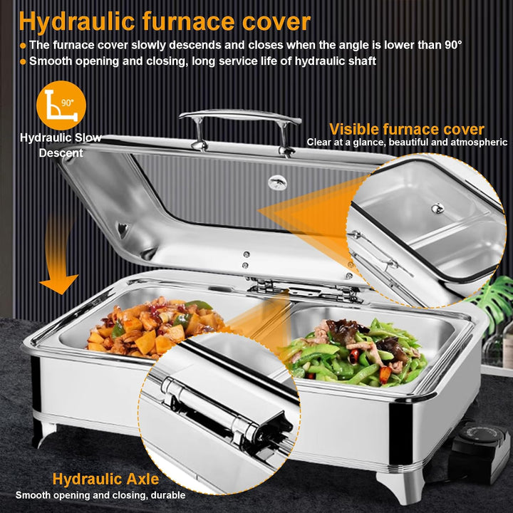 Chafing Dish Elektrisch, 9L Edelstahl Speisenwärmer Buffetwärmer (GN1/3) | Kommerziell Elektrisch Wa