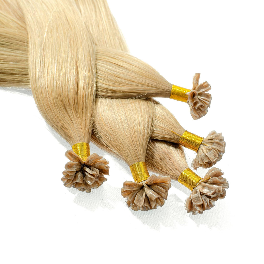 hair2heart Extensions Echthaar Bondings glatt - 150 Strähnen 1g 60cm 9/31 lichtblond Gold Asch 