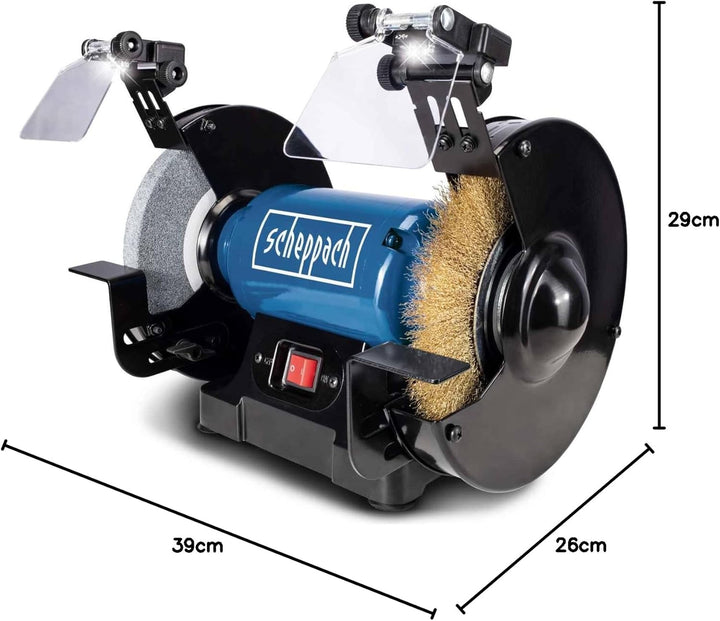 Scheppach Doppelschleifer SM200LB mit LED-Beleuchtung 230V | 500 Watt | Schleifstein 200x20mm | K36