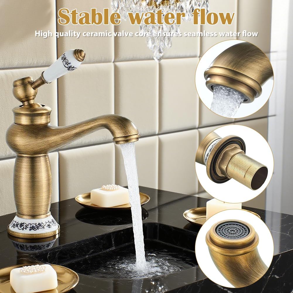 Wasserhahn Bad Schwarz+Wasserzulaufleitung, Edelstahl, Kaltwasserhahn Gäste Wc,Mischbatterie Waschbe