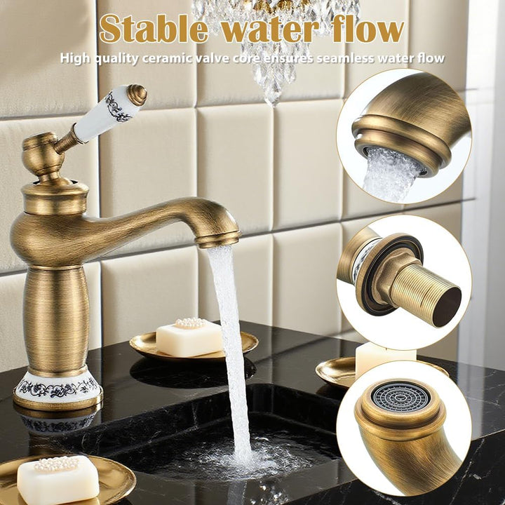 Wasserhahn Bad Schwarz+Wasserzulaufleitung, Edelstahl, Kaltwasserhahn Gäste Wc,Mischbatterie Waschbe