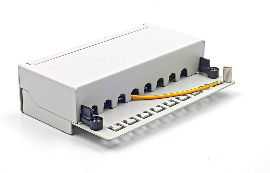 tsnetworks CAT.6a 8 Port Patchpanel/Patchfeld 8X vollgeschirmte RJ45 Buchsen 10GBit, Metallgehäuse w