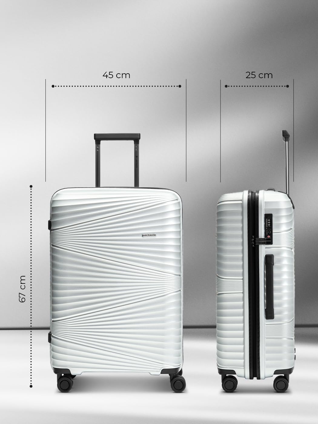 Pactastic Collection 02 Ultraleicht Hartschalen Check-in Koffer | Mittelgrosser Trolley 45 x 25 x 67