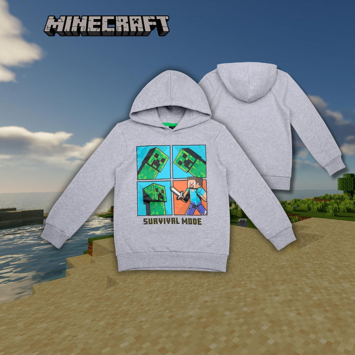 Minecraft Jungen Creeper Hoody Kapazenpullover 128 Grau 3, 128 Grau 3