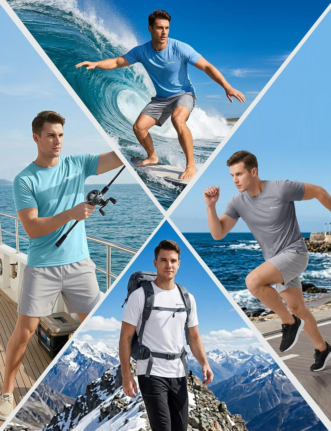 ZENGVEE 3er Pack Rashguard Herren, UPF 50+ UV Schutz Shirt Herren Schnelltrocknend Leicht Atmungsakt