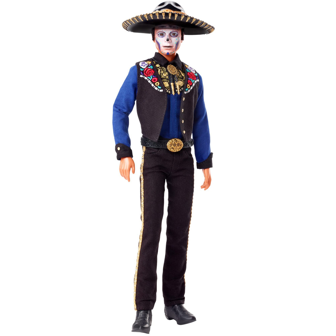 Barbie 2022 Día De Muertos Ken-Puppe mit Hemd, Weste und Sombrero, Calavera-Gesichtsbemalung, Gesche