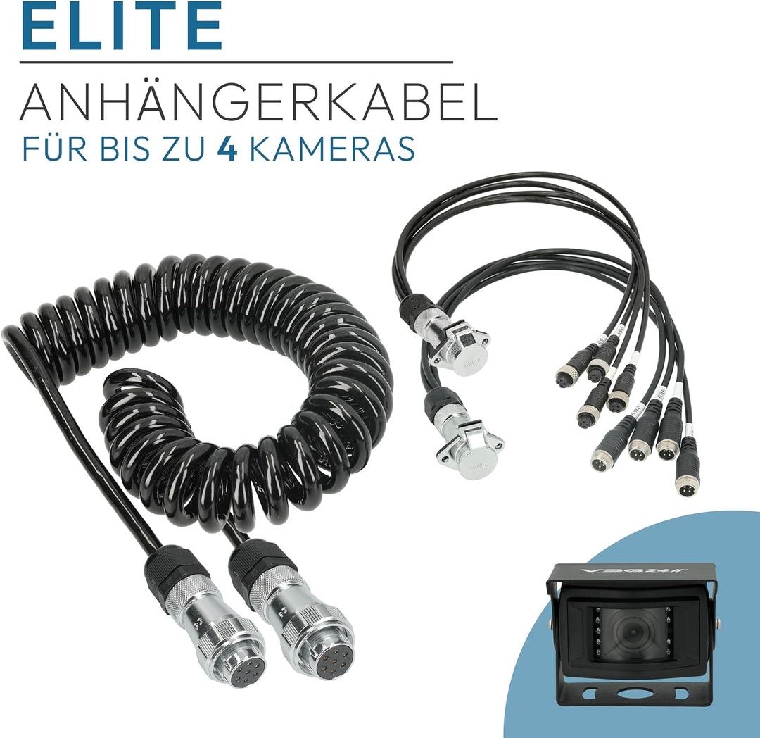 VSG24 Trailer Set Elite - Anhänger Verlängerungskabel für Rückfahrkamera & Rückfahrsysteme universel