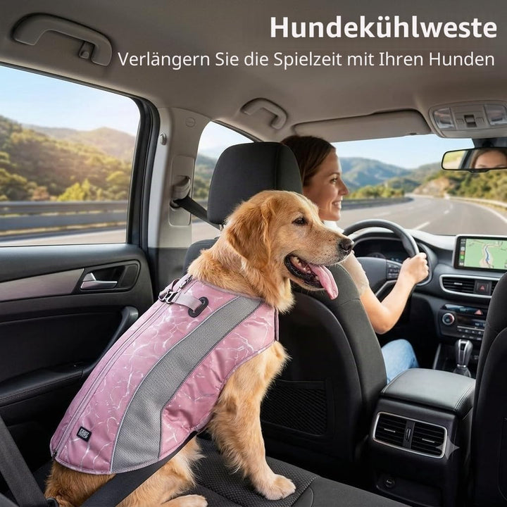 Kühlweste für Hunde mit Doppelten Verstellbaren Reissverschlüssen, Atmungsaktiv Sonnenschutz Kühlwes