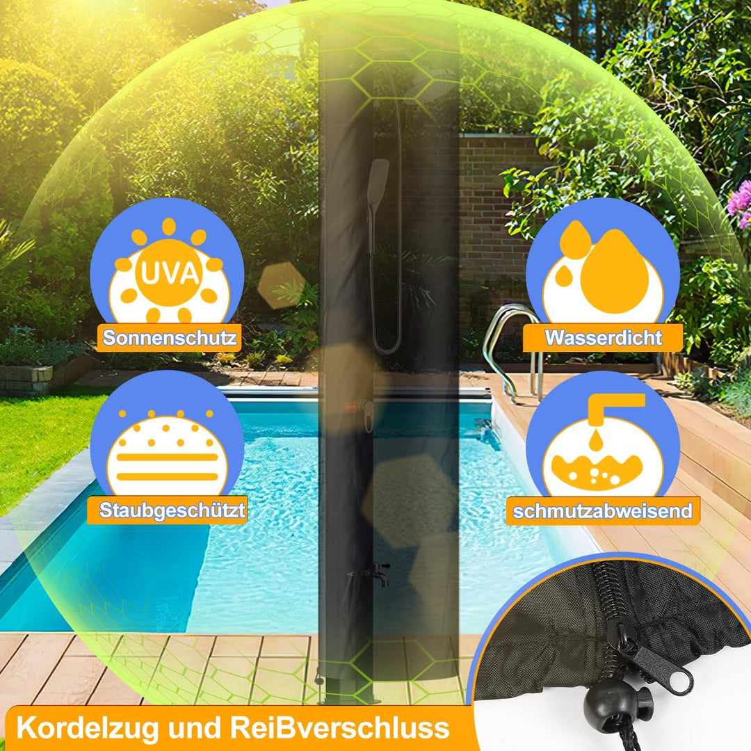 Herrselsam Solardusche 35L Solar Gartendusche warmes Wasser Bis Zu 60°C Ohne Stromanschluss Pooldusc