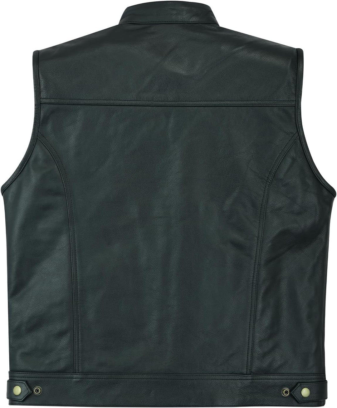 Leatherick Herren Biker Weste aus echtem Leder mit offenen Knöpfen für Reiten und modische Weste (2X