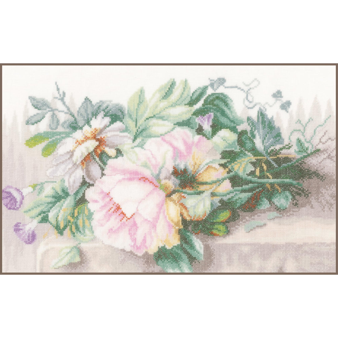 Lanarte Zählmusterpackung Stilleben mit Blumen Leinen Kreuzstichpackung, Baumwolle, Mehrfarbig, 39 x