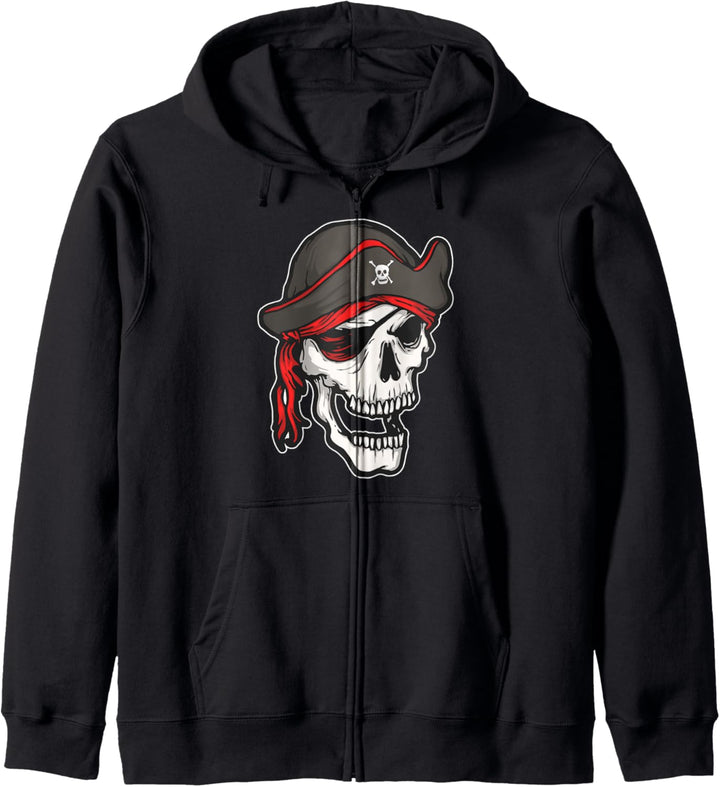 Cooles Halloween Kostüm Outfit mit Piraten Totenkopf Kapuzenjacke