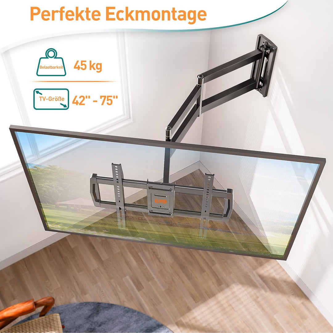 ELIVED Langarm TV Wandhalterung mit 962 mm für die meisten 42-75 Zoll Fernseher, vollbewegliche TV-H