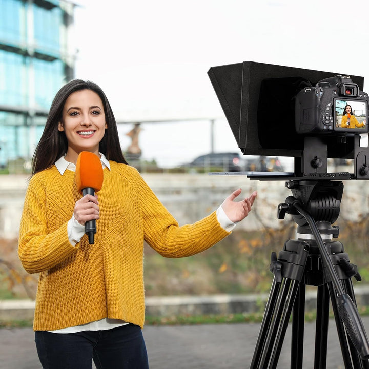 12" Teleprompter für Kamera, Metallrahmen mit optischem Glas
