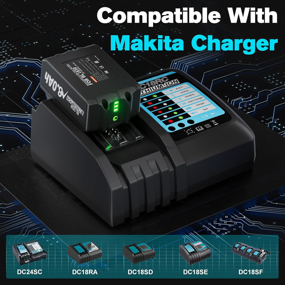 2X 18V 8.0Ah Ersatzakku für Makita Akku 18v Li-ion Akku Kompatibel mit Makita BL1860B BL1850B BL1860