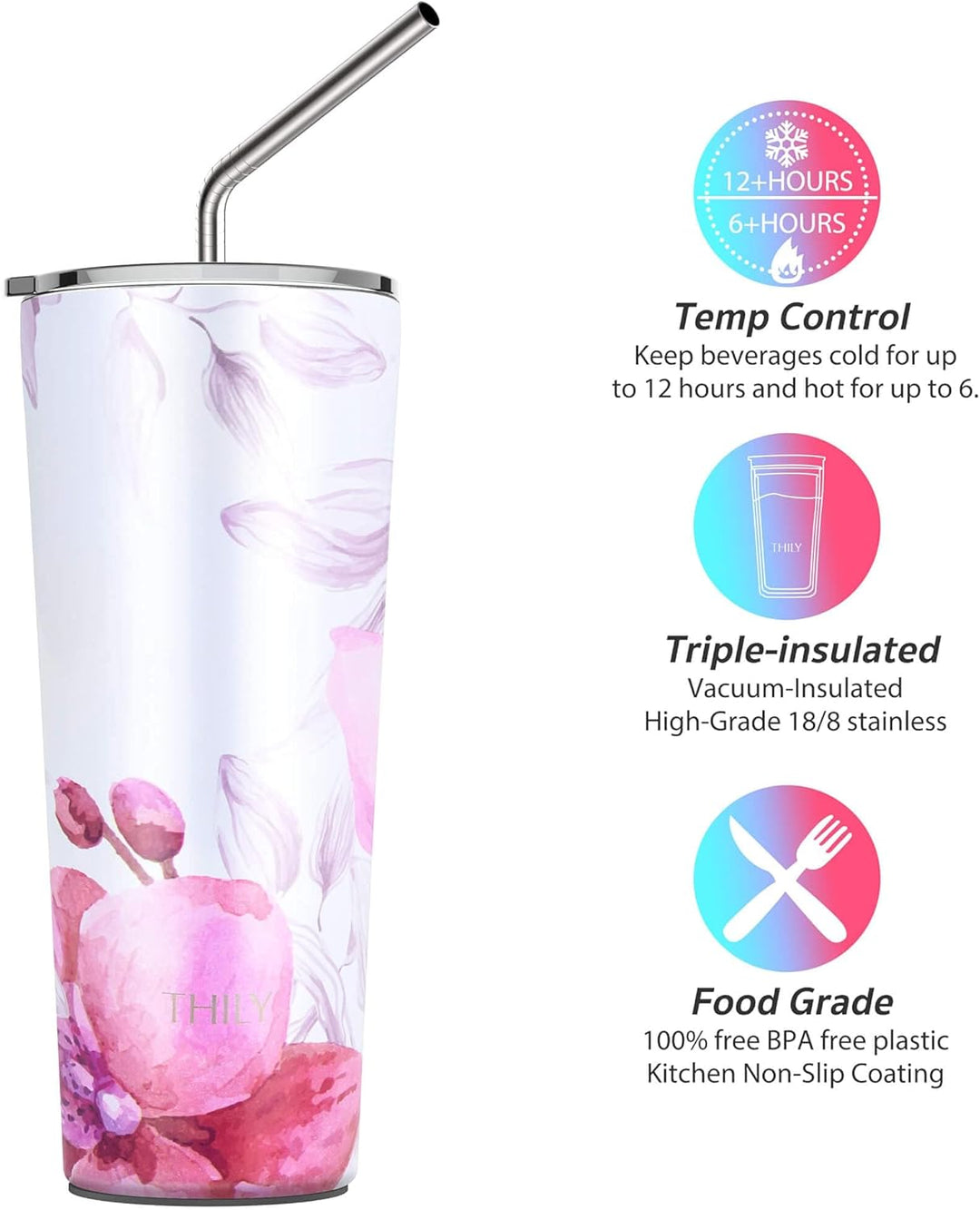 Vakuumisolierter Edelstahlbecher – THILY 780 ml dreifach isolierter Reisebecher mit spritzwassergesc