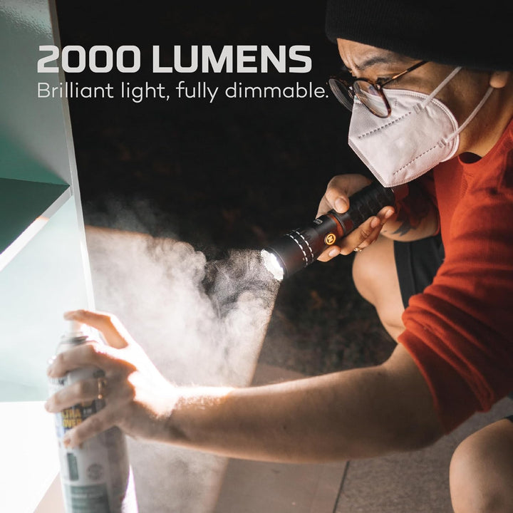 NEBO Slyde King 2K | 2000 Lumen wiederaufladbare Taschenlampe & 500 Lumen Arbeitslicht | 5 Leuchtmod