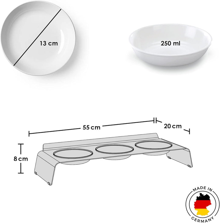 LucyBalu® Erhöhte 3er-Futterstation Katze | Ergonomischer Katzennapf erhöht | Erhöhter Futternapf fü