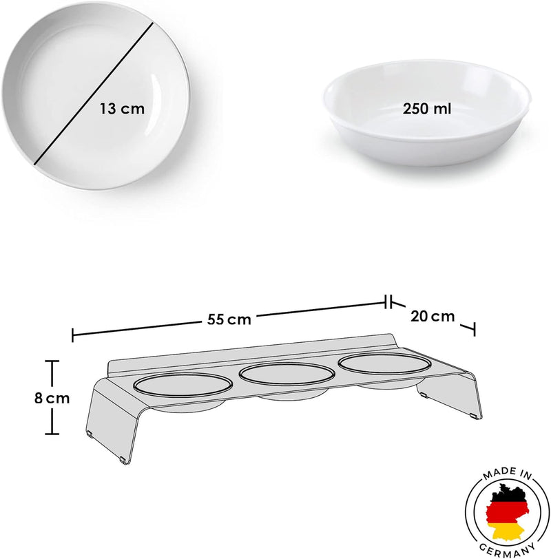 LucyBalu® Erhöhte 3er-Futterstation Katze | Ergonomischer Katzennapf erhöht | Erhöhter Futternapf fü