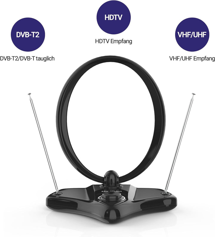 EDISION Picco T265 Full HD H.265 HEVC terrestrischer FTA Receiver T2 &amp; Vantage VTA74 Zimmerantenne D