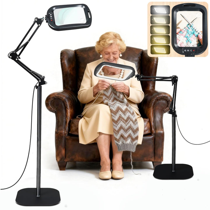 10X 30X Standlupe mit Licht und Ständer, 3 in 1 Lupenlampe mit 60 LED, Rechteckige Klappbarer Arm Lu