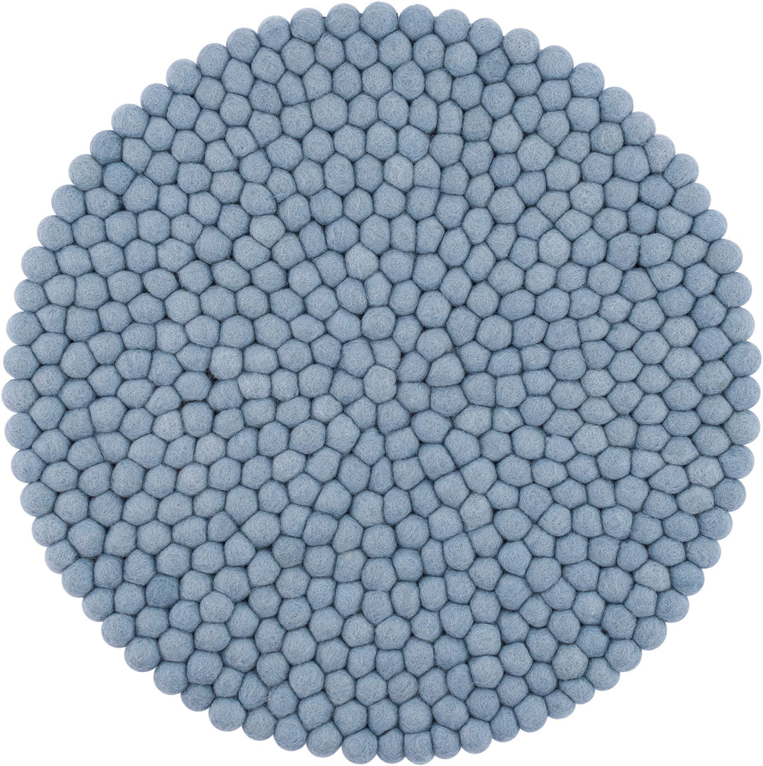 myfelt Filzkugel Sitzauflage Stuhlauflage - Mia - rund, Ø 36 cm, Hellblau, Hellblau