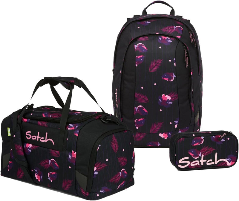 satch Air Schulrucksack Set 3tlg. inkl. Schlamperbox und Sporttasche Mystic Nights, Mystic Nights