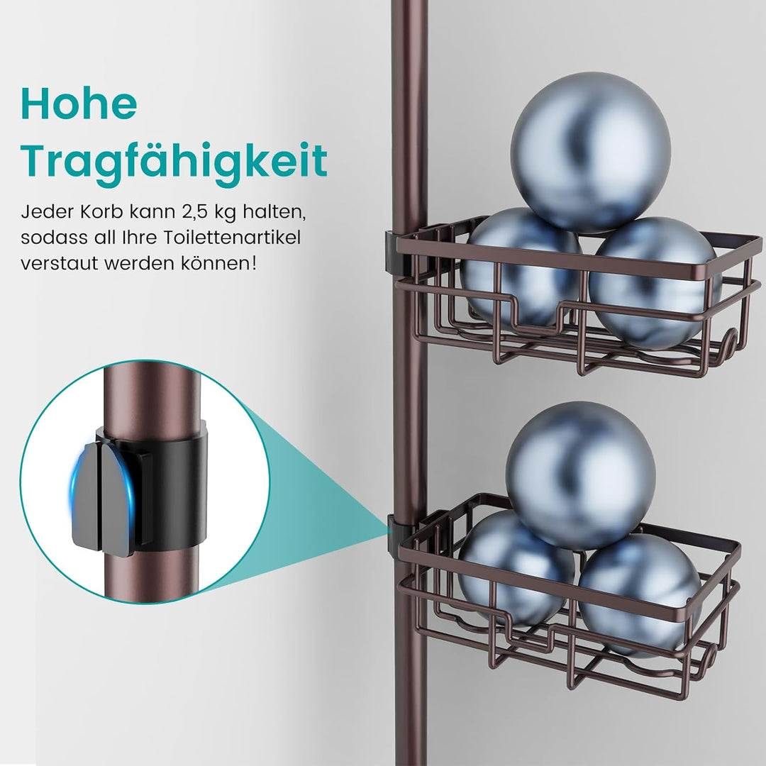 Mixoo 6 Stück Duschablage Ohne Bohren, Teleskop 3.4M Duschregal Eckregal fur Badezimmer, 304 Edelsta