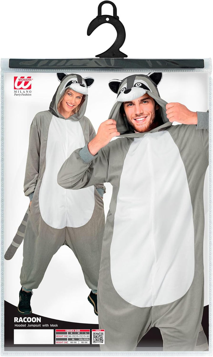 W WIDMANN MILANO Party Fashion - Tier Overall für Erwachsene, weicher Plüsch Jumpsuit mit Kapuze, Ti