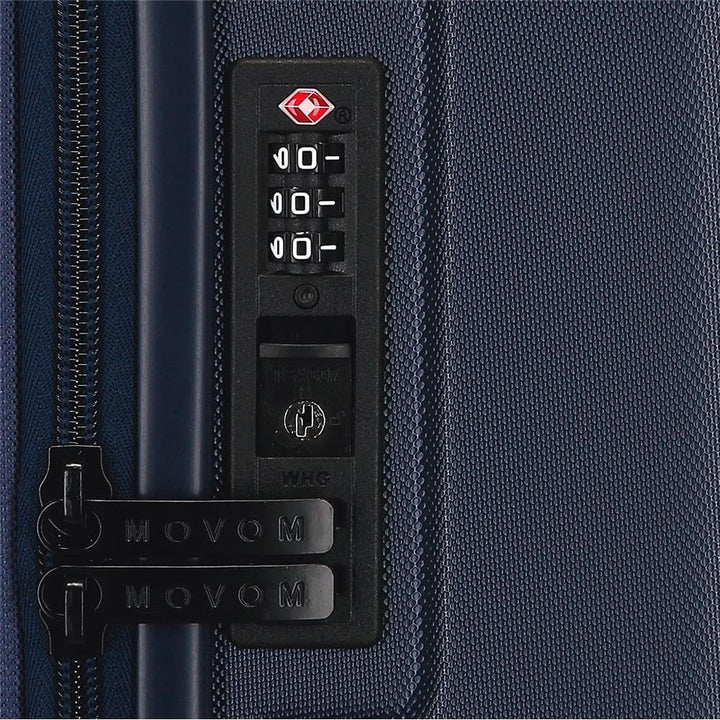 Movom Wood Kofferset Blau 55/70 cms Hartschalen ABS TSA-Schloss 119L 4 Doppelräder Handgepäck 2er-Ko