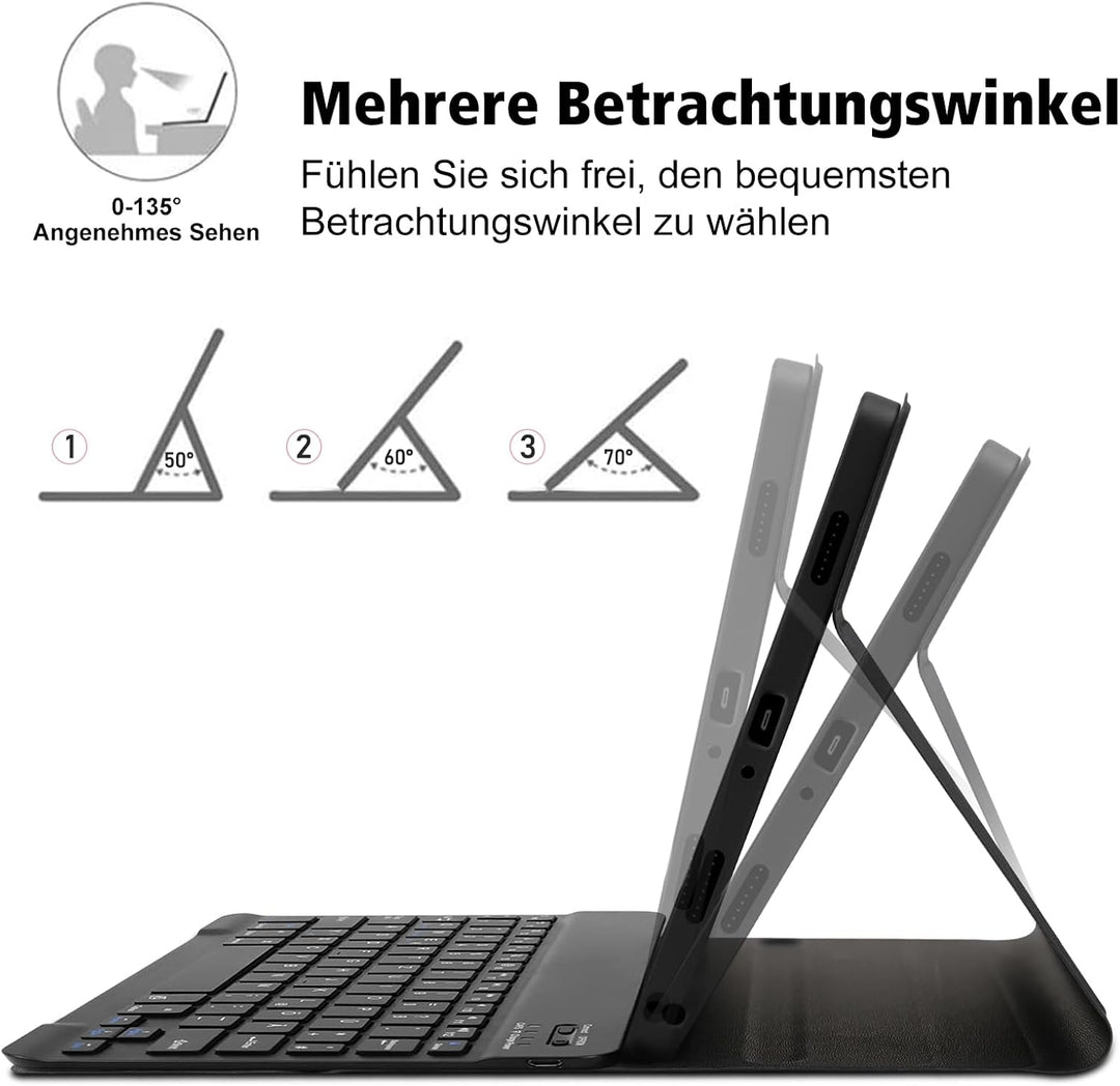 Samsung Galaxy Tab A9 Plus Hülle mit Tastatur, QWERTZ Deutsches Layout Bluetooth Tastatur mit Stifth