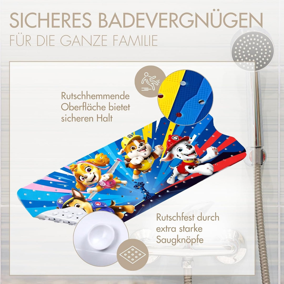 PAW Patrol rutschfeste Badematte für Kinder - Anti Schimmel Badewanneneinlage Fans, antibakteriell,